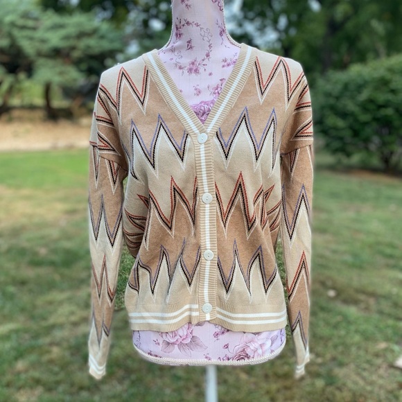 Minnie Rose Viscose Blend Chevron Cardigan Multi Color (read description) - Picture 3 of 15